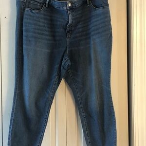 Loft Plus size 24 high waist skinny jeans with frayed hem, excellent condition!